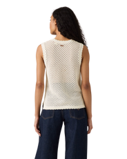 Adrienne Crochet Tank Top in Egret