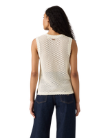 Adrienne Crochet Tank Top in Egret