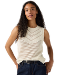 Adrienne Crochet Tank Top in Egret