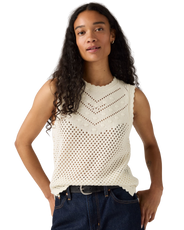 Adrienne Crochet Tank Top in Egret