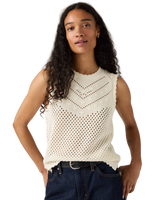 Adrienne Crochet Tank Top in Egret
