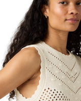 Adrienne Crochet Tank Top in Egret
