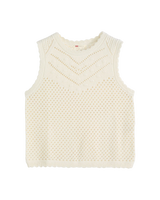 Adrienne Crochet Tank Top in Egret