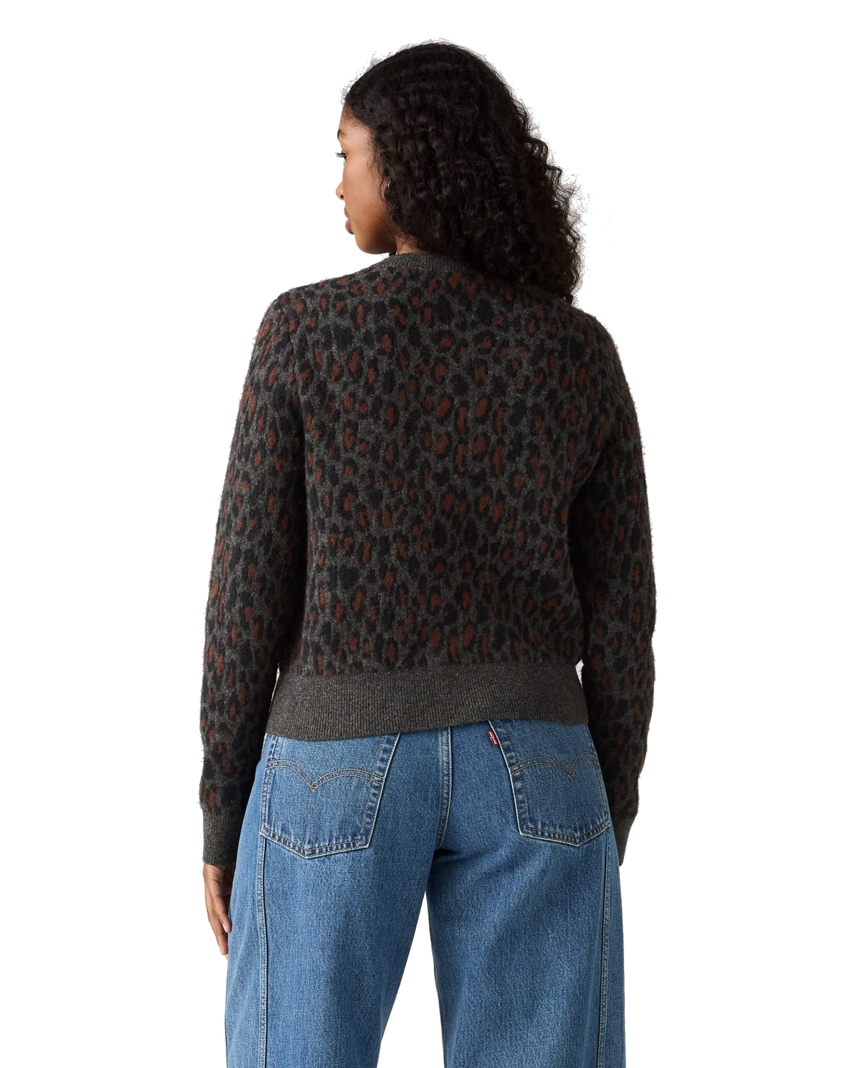 The Levi's® Womens Tara Wooly Cardigan in Dilara Leopard Charcoal