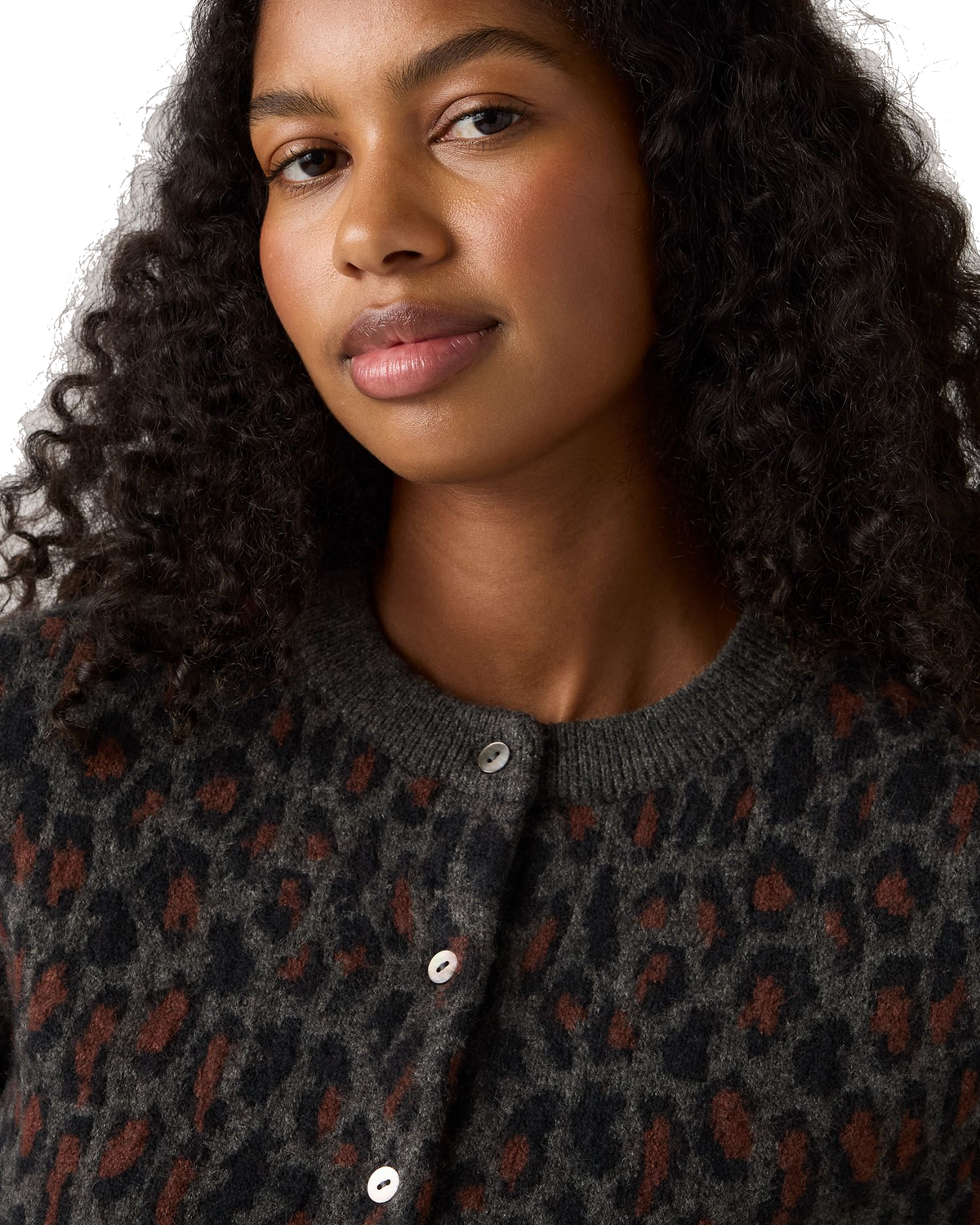 The Levi's® Womens Tara Wooly Cardigan in Dilara Leopard Charcoal