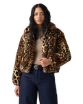 Elle Sherpa Jacket in Muriel Faux Leopard Black Amber