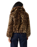 Elle Sherpa Jacket in Muriel Faux Leopard Black Amber