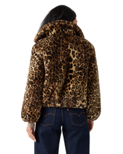 Elle Sherpa Jacket in Muriel Faux Leopard Black Amber