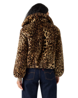 Elle Sherpa Jacket in Muriel Faux Leopard Black Amber
