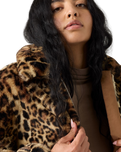 Elle Sherpa Jacket in Muriel Faux Leopard Black Amber