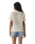 Susanna Floral Crochet Shirt in Egret