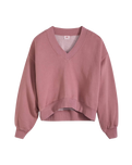 V Neck Fleece Sweatshirt in Crushed Berry