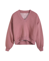 V Neck Fleece Sweatshirt in Crushed Berry