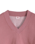 V Neck Fleece Sweatshirt in Crushed Berry