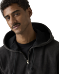 Hayes Boxy Full Zip Hoodie in Grunge Wash Jet Black