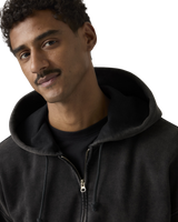 Hayes Boxy Full Zip Hoodie in Grunge Wash Jet Black
