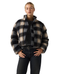 Brynn Cropped Puffer Jacket in Tessa Shadow Plaid Anthracite Night