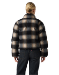 Brynn Cropped Puffer Jacket in Tessa Shadow Plaid Anthracite Night