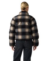 Brynn Cropped Puffer Jacket in Tessa Shadow Plaid Anthracite Night