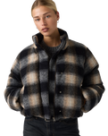 Brynn Cropped Puffer Jacket in Tessa Shadow Plaid Anthracite Night