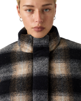 Brynn Cropped Puffer Jacket in Tessa Shadow Plaid Anthracite Night