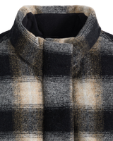 Brynn Cropped Puffer Jacket in Tessa Shadow Plaid Anthracite Night