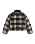 Brynn Cropped Puffer Jacket in Tessa Shadow Plaid Anthracite Night