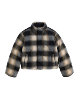 Brynn Cropped Puffer Jacket in Tessa Shadow Plaid Anthracite Night