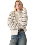 Charlotte Crewneck Cardigan in Claire Fairisle Egret