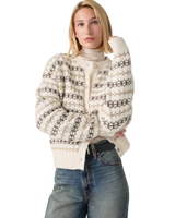 Charlotte Crewneck Cardigan in Claire Fairisle Egret