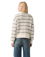 Charlotte Crewneck Cardigan in Claire Fairisle Egret