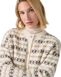 Charlotte Crewneck Cardigan in Claire Fairisle Egret