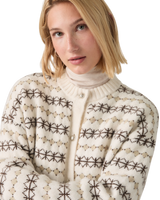 Charlotte Crewneck Cardigan in Claire Fairisle Egret