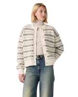 Charlotte Crewneck Cardigan in Claire Fairisle Egret
