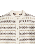 Charlotte Crewneck Cardigan in Claire Fairisle Egret