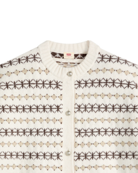 Charlotte Crewneck Cardigan in Claire Fairisle Egret