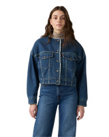 The Levi's® Womens Collarless Cropped Sherpa Trucker Jacket in Rogue Rumor