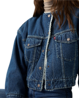 The Levi's® Womens Collarless Cropped Sherpa Trucker Jacket in Rogue Rumor