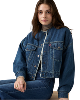 The Levi's® Womens Collarless Cropped Sherpa Trucker Jacket in Rogue Rumor