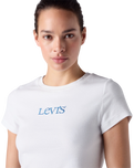 The Levi's® Womens Graphic Essential Baby T-Shirt in Emb Club Logo Bright White