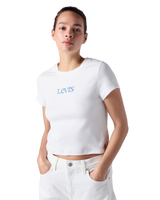 The Levi's® Womens Graphic Essential Baby T-Shirt in Emb Club Logo Bright White