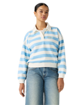 The Levi's® Womens Graphic Vintage Rugby Fleece Sweatshirt in Stripe Rugby Arch Logo Alaskan Blue