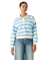 The Levi's® Womens Graphic Vintage Rugby Fleece Sweatshirt in Stripe Rugby Arch Logo Alaskan Blue