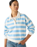 The Levi's® Womens Graphic Vintage Rugby Fleece Sweatshirt in Stripe Rugby Arch Logo Alaskan Blue