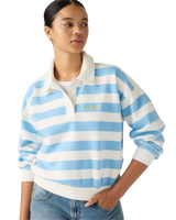 The Levi's® Womens Graphic Vintage Rugby Fleece Sweatshirt in Stripe Rugby Arch Logo Alaskan Blue
