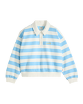 The Levi's® Womens Graphic Vintage Rugby Fleece Sweatshirt in Stripe Rugby Arch Logo Alaskan Blue