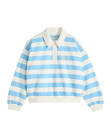 The Levi's® Womens Graphic Vintage Rugby Fleece Sweatshirt in Stripe Rugby Arch Logo Alaskan Blue