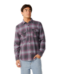 The Rip Curl Mens Classic Surf Count Flannel Shirt in Charcoal Grey