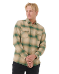 The Rip Curl Mens Count Flannel Shirt in Khaki Rock