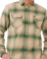 The Rip Curl Mens Count Flannel Shirt in Khaki Rock